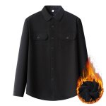 Chemise homme velours ctel vintage chaude manches longues - noir