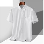 Chemise leger ete homme manches courtes respirante couleur unie - blanc