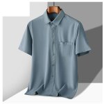 Chemise leger ete homme manches courtes respirante couleur unie - bleu