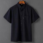 Chemise leger ete homme manches courtes respirante couleur unie - noir bleu marine Chemise leger ete homme manches courtes respirante couleur unie - noir bleu marine