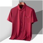 Chemise leger ete homme manches courtes respirante couleur unie - rouge