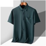 Chemise leger ete homme manches courtes respirante couleur unie - vert