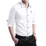 Chemise  manches longues en coton pour homme vitata - chemise blanche dcontracte de grande taille