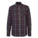 Chemise - pierre cardin - bordeaux � carreaux - manches longues - col boutonn� - 100% coton