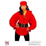Chemise rouge  jabot pour deguisement de pirate