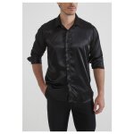Chemise satin noir homme