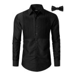 Chemise smoking homme noire manches longues coupe r�guli�re avec n?ud papillon inclus - �l�gance classique ...