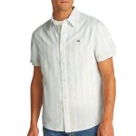 Chemisette rayures blanc / bleu homme tommy hilfiger linen blend