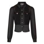 Chemisier femme morgan avec manches longues et col franais noir