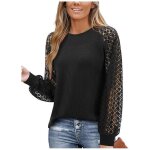 Chemisier femme noir �l�gant en dentelle manches longues - haut chic et polyvalent pour travail et soir�e ...