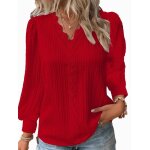 Chemisier femme vitata - manches longues - col v - bordure fleurie - rouge Chemisier femme vitata - manches longues - col v - bordure fleurie - rouge