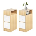 Ch�ne clair 2 x table de nuit avec 2 tiroirs et 1 niche ouvert table de chevet �troite de chambre meuble ...