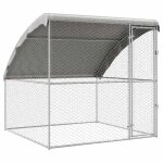 Chenil en acier pour chien - vidaxl - argent m�tallique - 200x200x200 cm - r�sistant aux intemp�ries