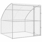 Chenil en acier galvanis� - vidaxl - 200x200x200 cm - argent� - syst�me de loquet verrouillable - toit ...