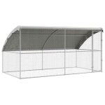 Chenil en acier - vidaxl - argent m�tallique - 400x200x200 cm - pour ext�rieur - durable - facile � entretenir ...