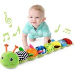 Chenille musicale verte pour bb peluche avec bruits et hochets jouet sensoriel doux et textur pour ...