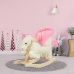 Cheval � bascule pour enfant (18 � 36 mois) effet sonore 70 x 28 x 57 cm blanc et rose