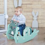 Cheval � bascule grenouille 3 en 1 toboggan basket jouet enfant de 3 � 5 ans 72 x 34 x 47 cm vert
