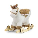 Cheval � bascule - milly mally - polly - blanc - bois de haute qualit� - poign�es et repose - pieds