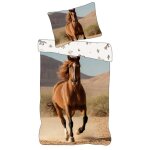 Cheval brun parure de lit enfant 100% coton imprimée réversible housse de couette 140x200 cm taie d?oreiller ... Cheval brun parure de lit enfant 100% coton imprimée réversible housse de couette 140x200 cm taie d?oreiller ...