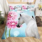 Cheval parure de lit 200x200 rose fleurs florales décoratif 3d motif animal sauvage housse de couette ... Cheval parure de lit 200x200 rose fleurs florales décoratif 3d motif animal sauvage housse de couette ...