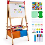 Chevalet dart - vevor - chevalet dart double face en bois 3 en 1 pour enfants avec tableau blanc magntique ...