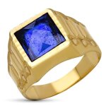 Chevalire creuse en or 9 carats avec une pierre bleue de 9 mm au centre.