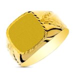 Chevali�re en or 9 carats creuse et sculpt�e dimensions de la t�te�: 13 x 12 mm. d�tails lat�raux