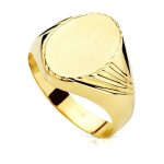 Chevali�re en or 9 carats avec t�te ovale creuse 16 x 12 mm. gravure incluse dans le prix.