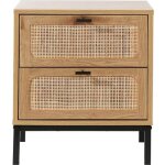Calicosy - chevet 2 tiroirs avec cannage rotin h51cm - jaya - bois clair Calicosy - chevet 2 tiroirs avec cannage rotin h51cm - jaya - bois clair