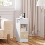 Chevet Étroite eugad 2 compartiments ouverts et 1 tiroir table de nuit en aggloméré blanc + chêne clair ... Chevet Étroite eugad 2 compartiments ouverts et 1 tiroir table de nuit en aggloméré blanc + chêne clair ...