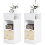 Chevet Étroite eugad lot de 2 table de nuit en aggloméré 2 compartiments ouverts et 1 tiroir blanc + ... Chevet Étroite eugad lot de 2 table de nuit en aggloméré 2 compartiments ouverts et 1 tiroir blanc + ...