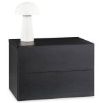 Chevet suspendu florent en bois coloris fr�ne noir avec 2 tiroirs sans poign�e �tag�re murale