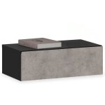 Chevet suspendu oceane en bois noir et b�ton �tag�re murale avec 1 tiroir sans poign�e