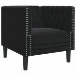 Chic chaise - canap� - fauteuil avec accoudoirs chesterfield - autre noir 71 x 74. 5 x 70. 5 cm velours ...