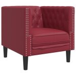 Chic chaise - canap� - fauteuil avec accoudoirs chesterfield - rouge bordeaux similicuir - 71x745x705 ...
