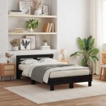 Chic lit adulte2 places - 120x190 cm structure / cadre de lit ch�ne noir 120 x 190 cm bois ding�nierie ...