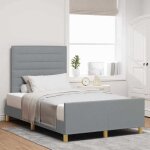 Chic lit adulte2 places - 120x190 cm structure / cadre de lit et t�te de lit gris clair 120 x 190 cm ...