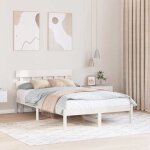 Chic lit adulte2 places - 140x190 cm structure / cadre de lit blanc 140 x 190 cm bois de pin massif #sara38628 ...