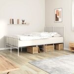 Chic lit adulte2 places - 140x190 cm structure / cadre de lit m�tal et pied de lit blanc 140x190 cm #sara17638 ...