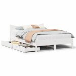 Chic lit adulte2 places - 140x190 cm structure / cadre de lit et tiroirs blanc 140x190 cm bois de pin ...