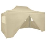 Chic pavillon barnum - tente pliable avec 4 parois lat�raux 3 x 45 m blanc cr�me design 100 % imperm�able ...