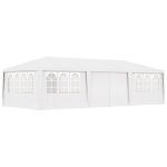 Chic pavillon barnum - tente de r�ception avec parois lat�rales 4x9 m blanc 90 g / m� fr3880