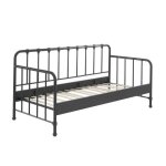 Lit banquette - altobuy - chicago - mtal noir - 90x200cm - sommier inclus - 1 place