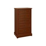 Chiffonier commode meuble de rangement � 5 tiroirs couleur ch�taigne - longueur 615 x profondeur 45 x ...