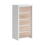 Chiffonnier 5 tiroirs petits - meubles - soren - 56 x 405 x 1125cm - bois et blanc