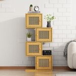 Chiffonnier de chambre avec 4 portes en rotin meuble de rangement avec motif bambou chambre et salon ... Chiffonnier de chambre avec 4 portes en rotin meuble de rangement avec motif bambou chambre et salon ...