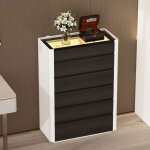 Chiffonnier de chambre avec lumières led et dessus en verre commode avec 6 tiroirs en bois 85 x 40 x ... Chiffonnier de chambre avec lumières led et dessus en verre commode avec 6 tiroirs en bois 85 x 40 x ...