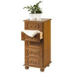 Chiffonnier - chne rustique - 5 tiroirs - bois massif - montage facile - livraison gratuite