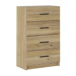 Chiffonnier meuble de rangement avec 4 tiroirs coloris chne mauvella - longueur 60 x profondeur 3440 ...